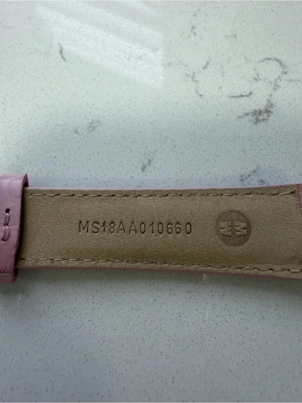 Michele Pink Genuine Alligator Watch Strap with Silver Buckle Size 18